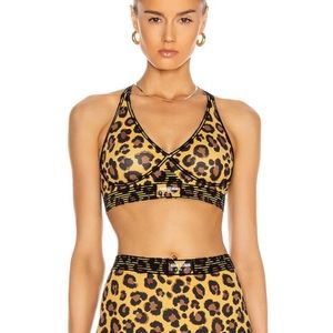 ADAM SELMAN SPORT BONDED ACTIVE V NECK BRA IN HONEY LEOPARD